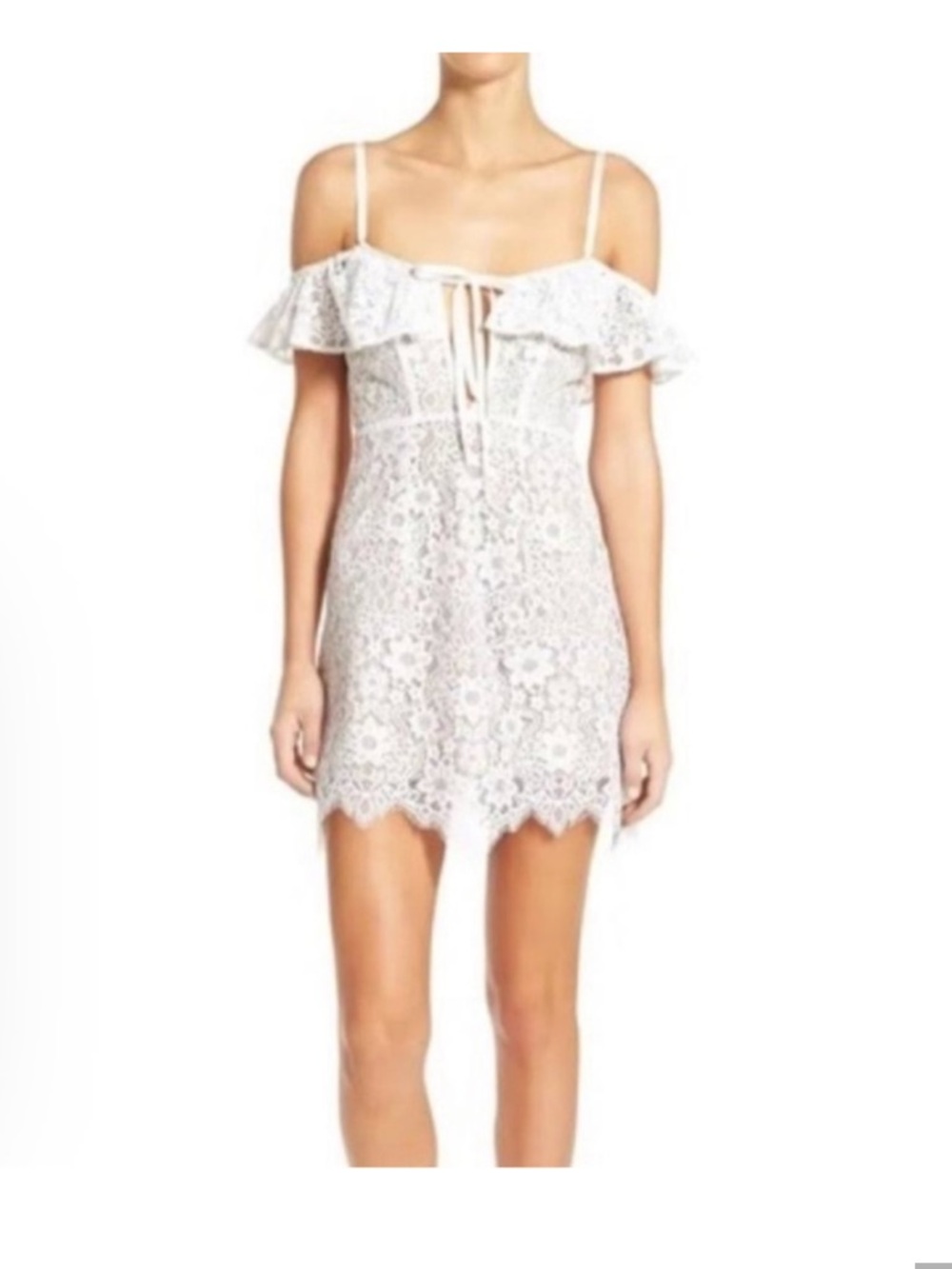 For Love & Lemons White Lace Mini Dress